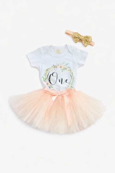 Zack & Ali Girl's First Birthday Onesie with Tutu & Headband