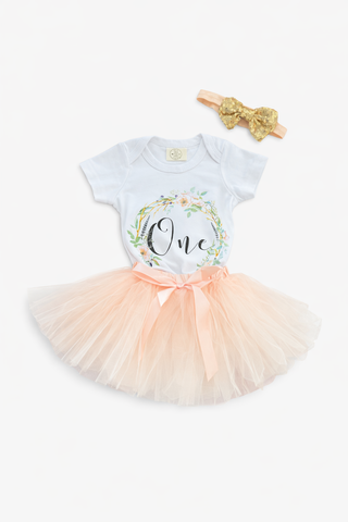 Zack & Ali Girl's First Birthday Onesie with Tutu & Headband