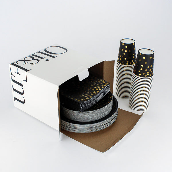 Paper Party Set with Gold Dots