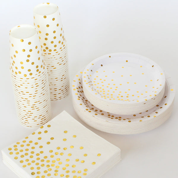 Paper Party Set with Gold Dots