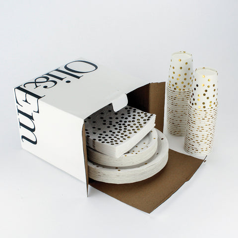 Paper Party Set with Gold Dots