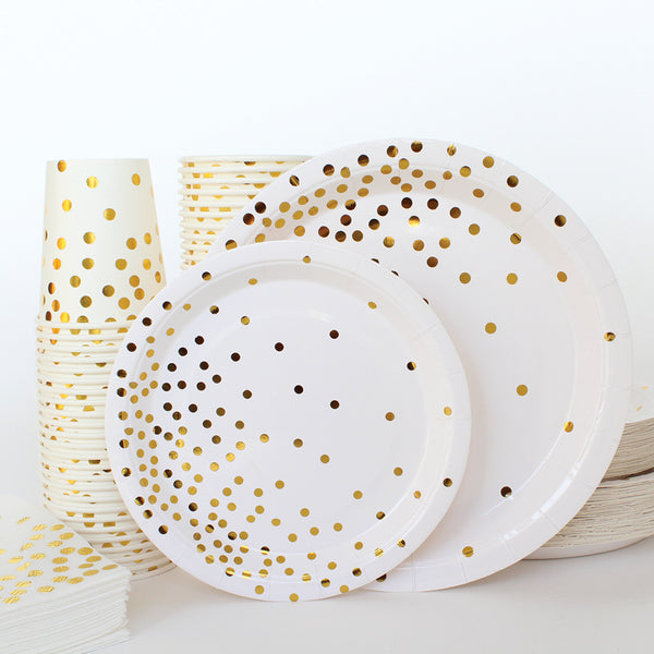 Paper Party Set with Gold Dots