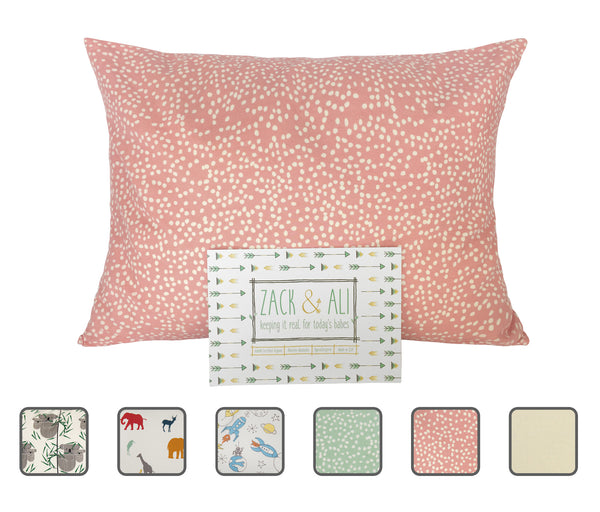Organic Toddler Pillowcase (13" X 18") - Pink Dot