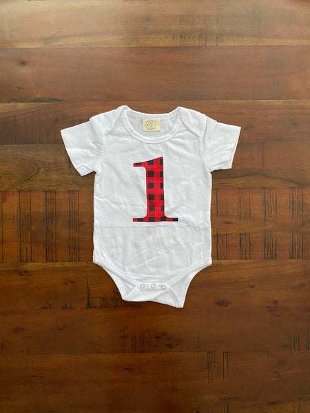 Zack & Ali Boy's First Birthday Onesie with Jeans and Suspenders